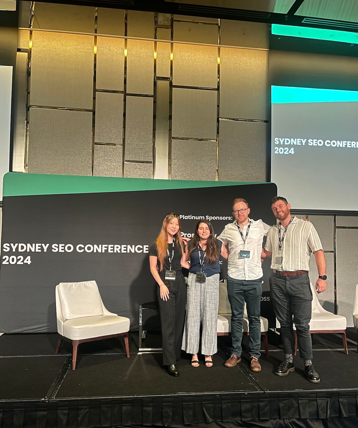 Jim Ferguson on stage with other speakers at the Sydney SEO Conference, 2024